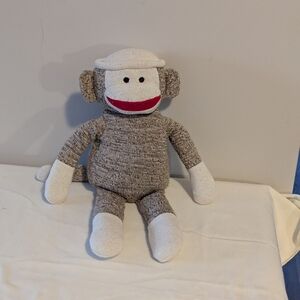 Kohl's Cares. Brown  and White Sock Monkey Plush Toy. 12 Inches. Used Condition.